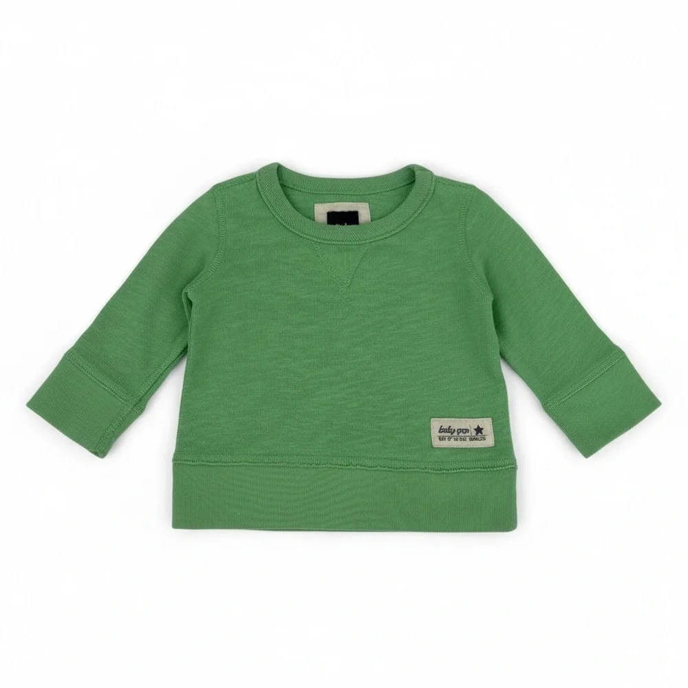 babyGap Crewneck Long Sleeve Pullover Top in Green Unisex Infant Size 6-12 Month
